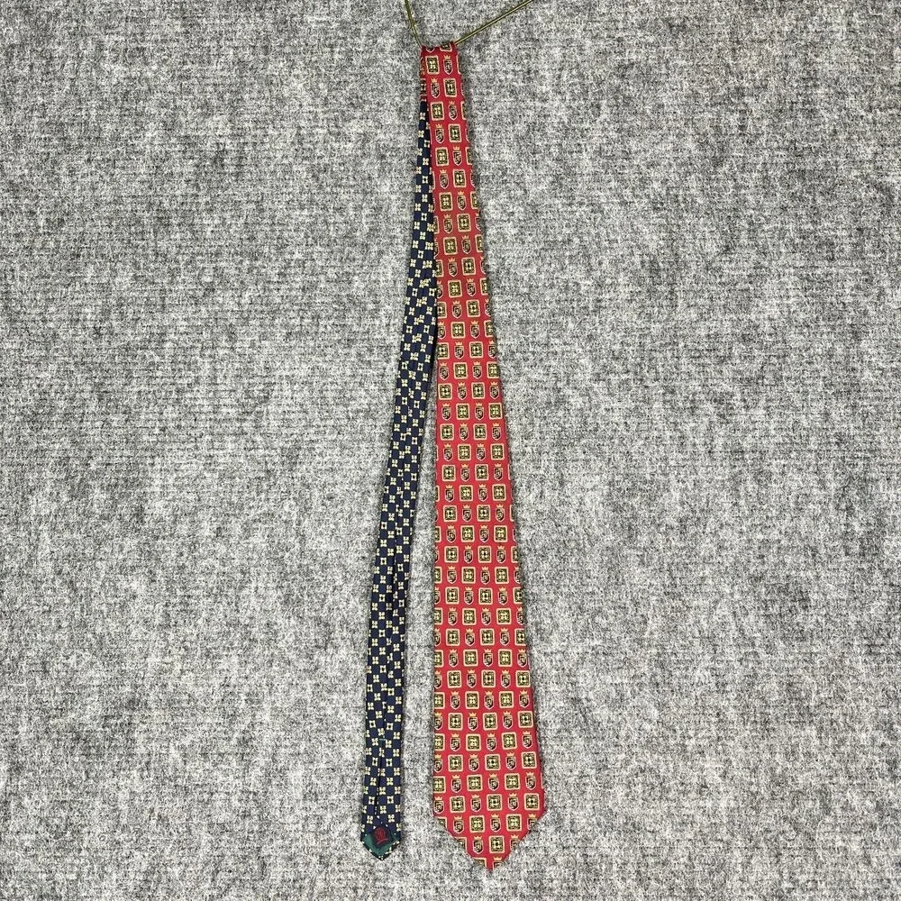 Tommy Hilfiger Crest‎ Motif Tie Men OS Vintage 90s Silk Luxury Dress Formal 58